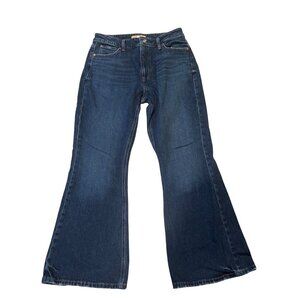 Womens Blue Jeans 12 Regular High Rise Curvy Fit Flare Leg 90s Style Dark Wash